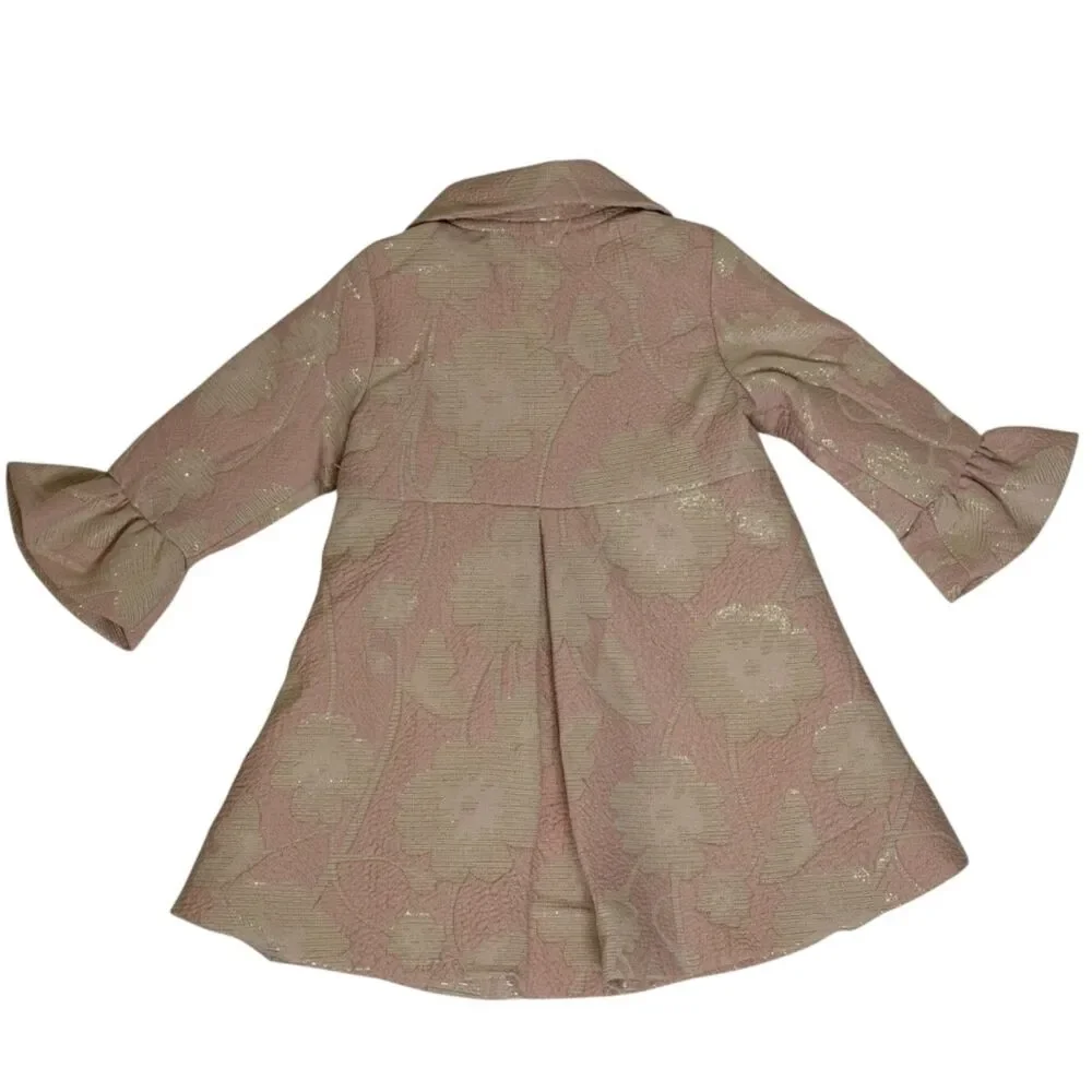 Biscotti Jacket Coat Baby Girl Infant Dressy Ruffle Pink Silver 6 Month